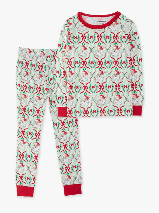 Green Stripe Santa PJ Set/Ruffle Butts