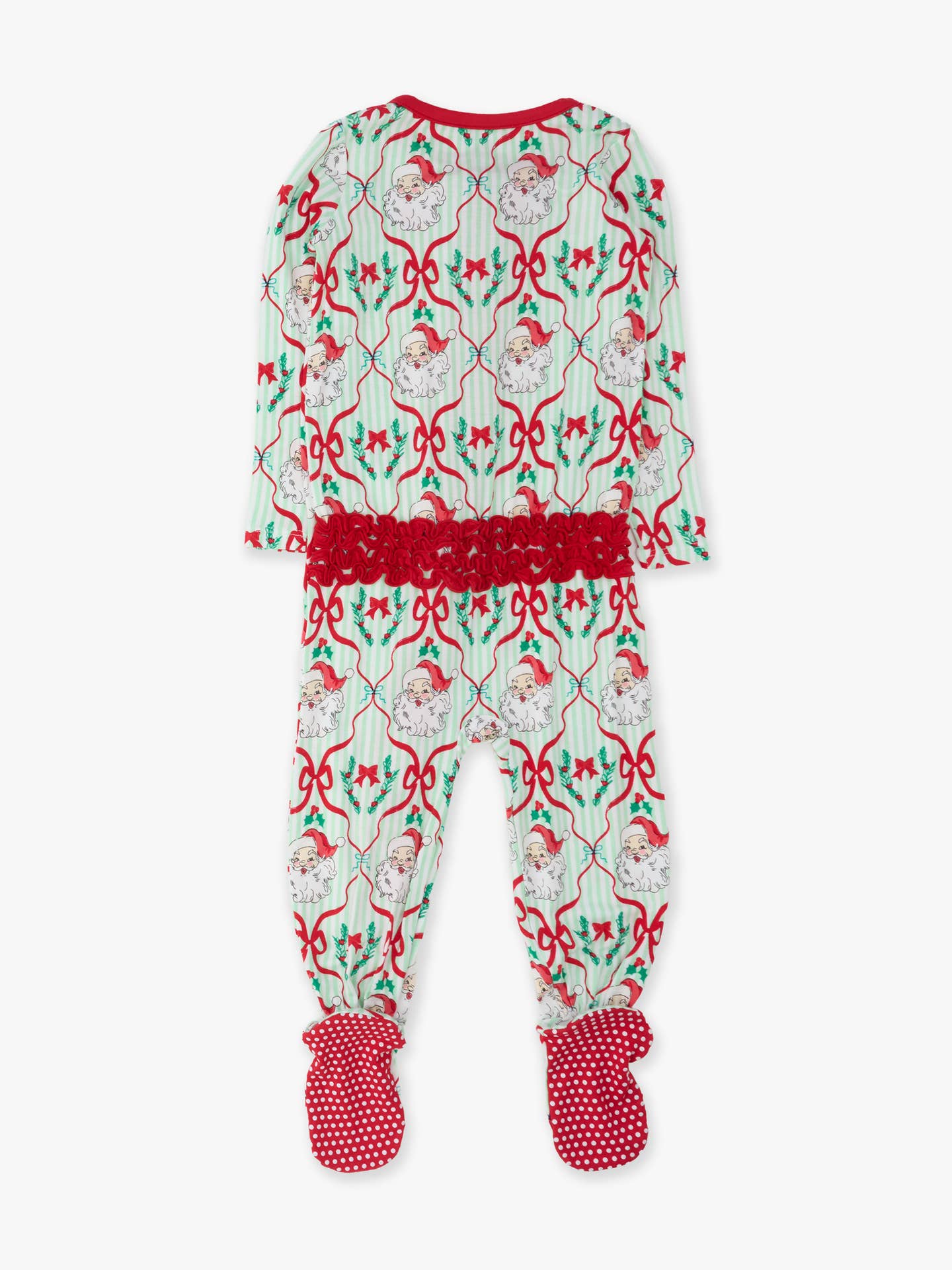 Green Stripe Ruffle Footie/Ruffle Butts