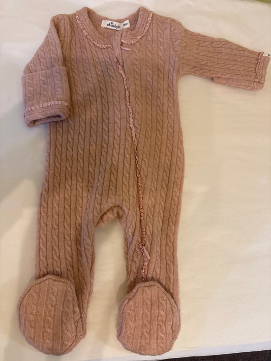 Cable Knit Ruffle Footie/Oh Baby