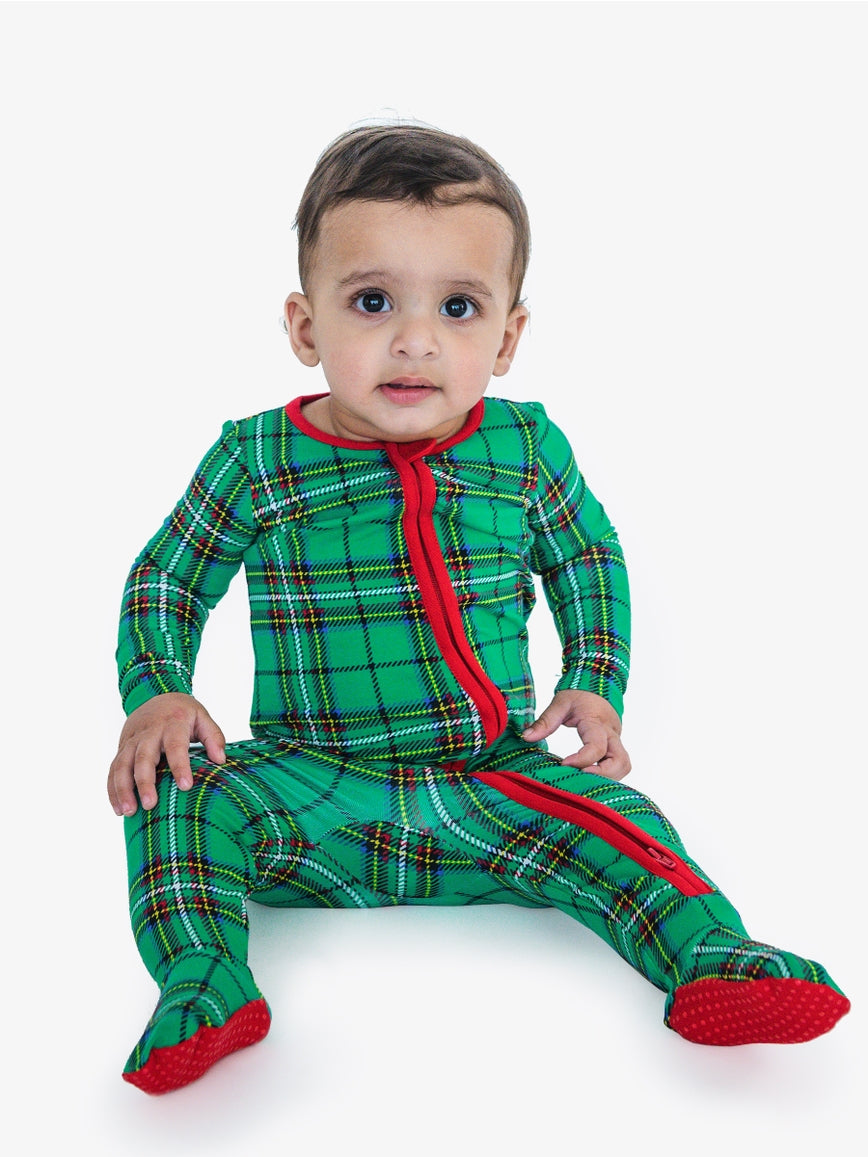 Green Nicholas Plaid Footie/Rugged Butts