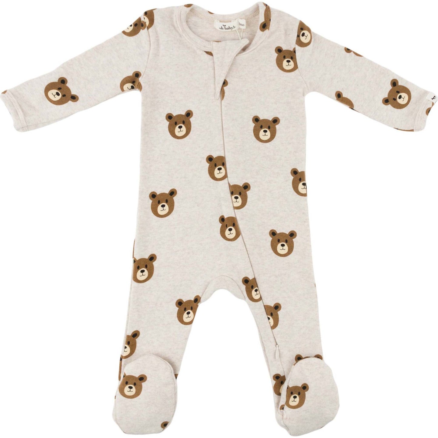 Bear Faces Zipper Footie/Oh Baby