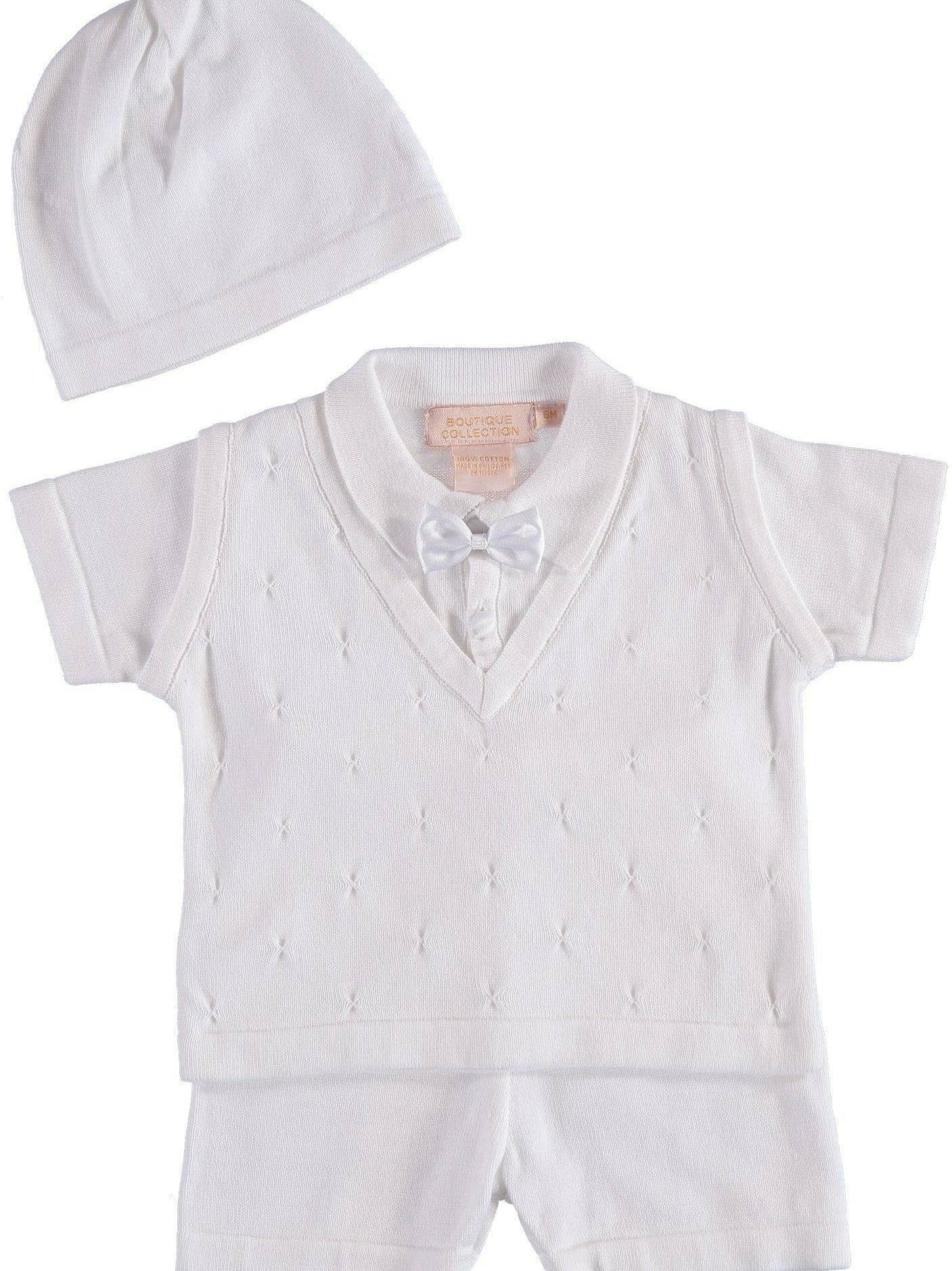 Baby Boy Knit White Short Set/Imagewear