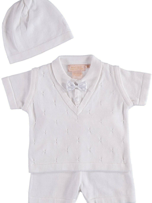 Baby Boy Knit White Short Set/Imagewear