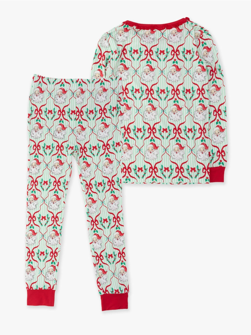 Green Stripe Santa PJ Set/Ruffle Butts