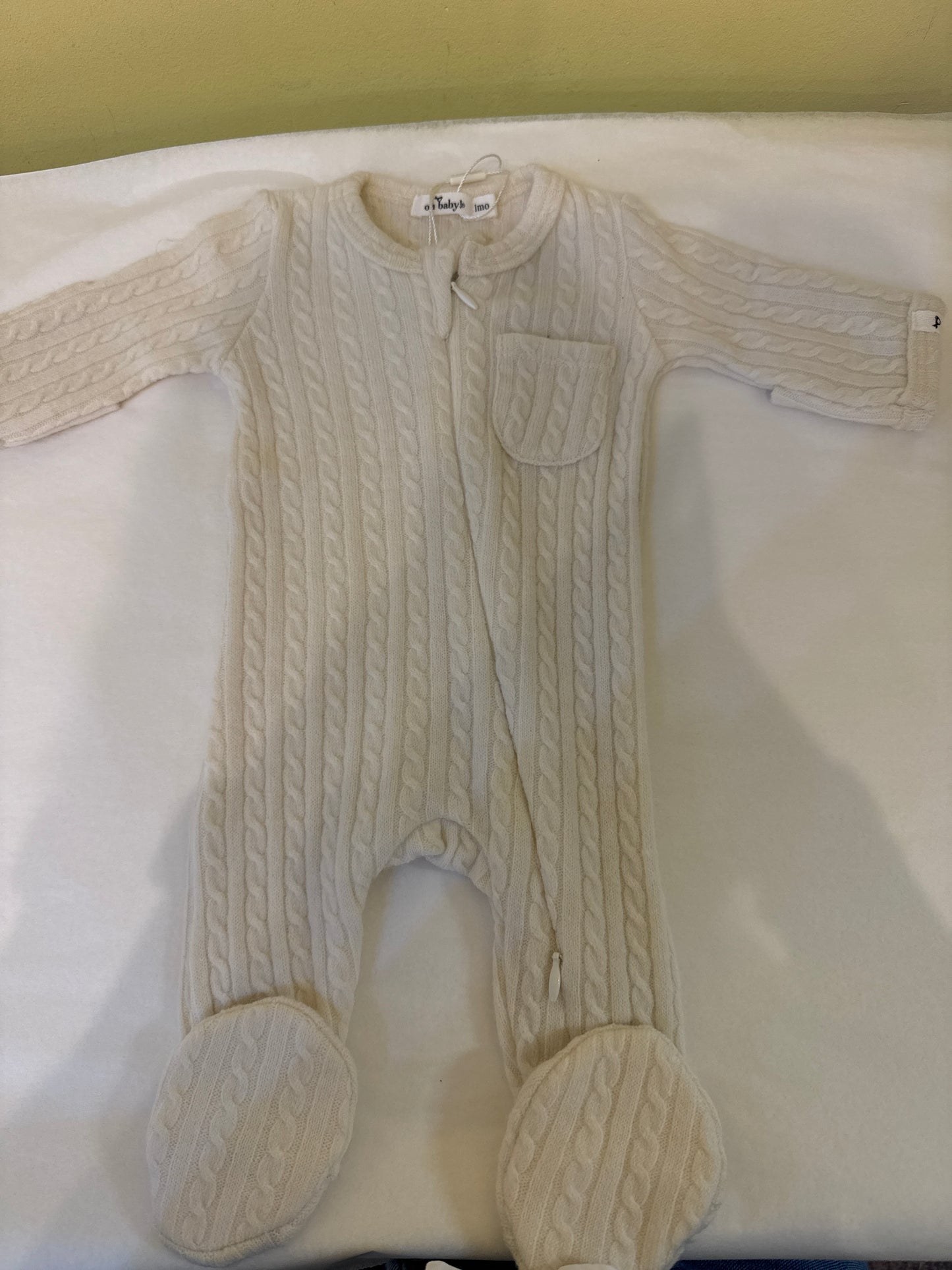 Knit Pocket Zipper Footie/Oh Baby