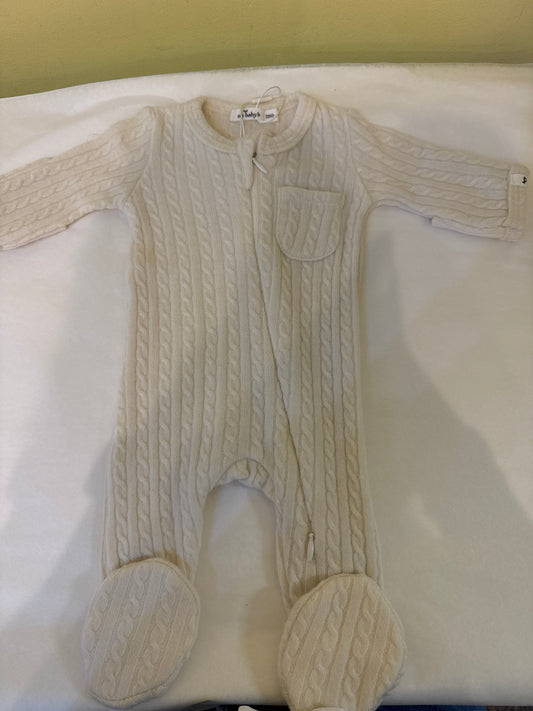 Knit Pocket Zipper Footie/Oh Baby
