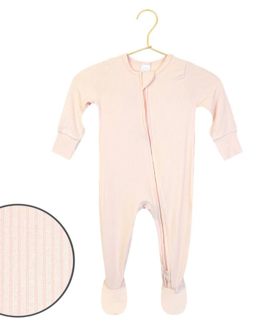 Rosie Ribbed Zipper Footie/Lou Lou
