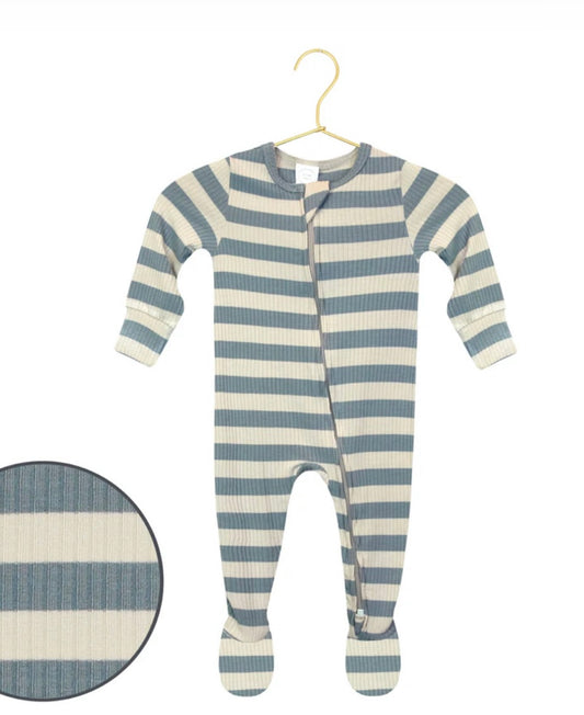 Lincoln Ribbed Zipper Footie/Lou Lou