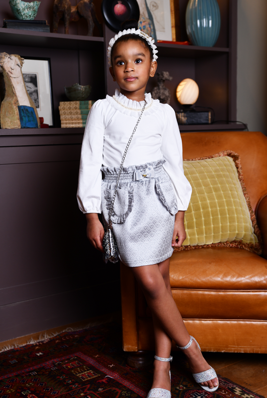 Nell Pleated Collar L/S Top/Angels Face