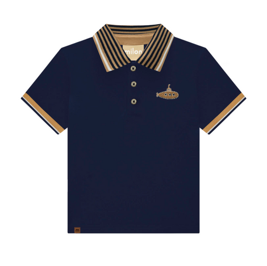 Striped Collar Polo Shirt/Milon