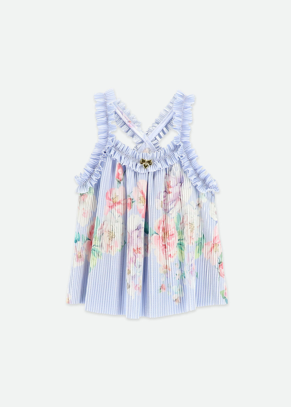 Border Print Pleated Top/Angels Face