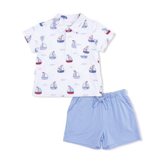 Sailboat Polo Short Set/Angel Dear