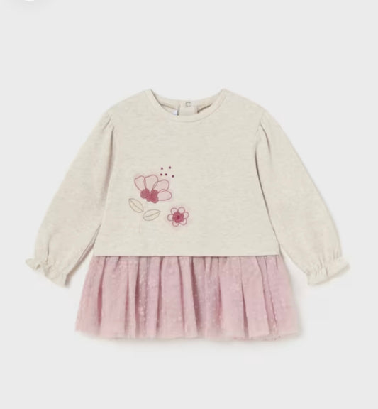 Mixed Tulle Flower Dress/Mayoral
