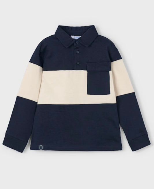 Striped Knit Polo Top/Mayoral