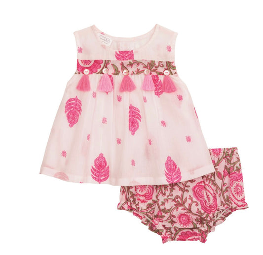 Girl Block Print Pinafore/Mud Pie