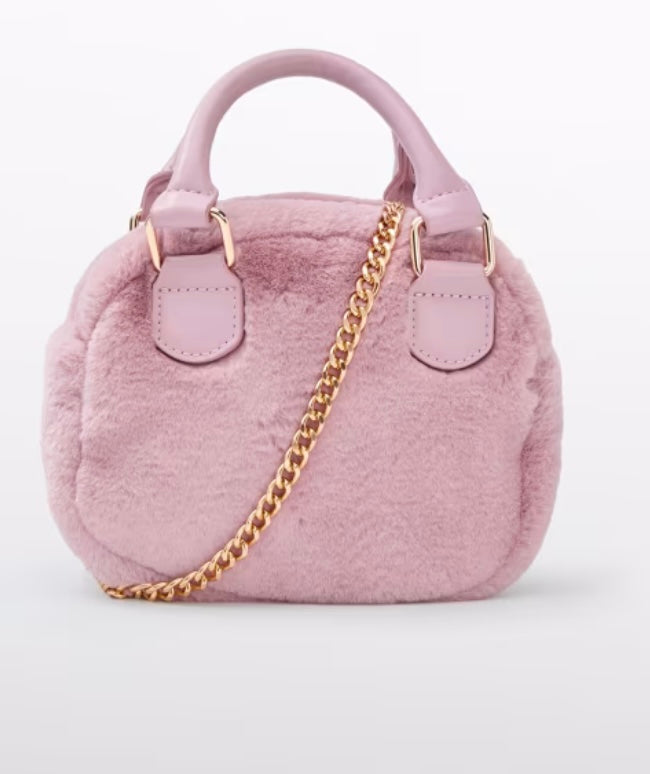 Pink Faux Shearling Bag/Abel & Lula