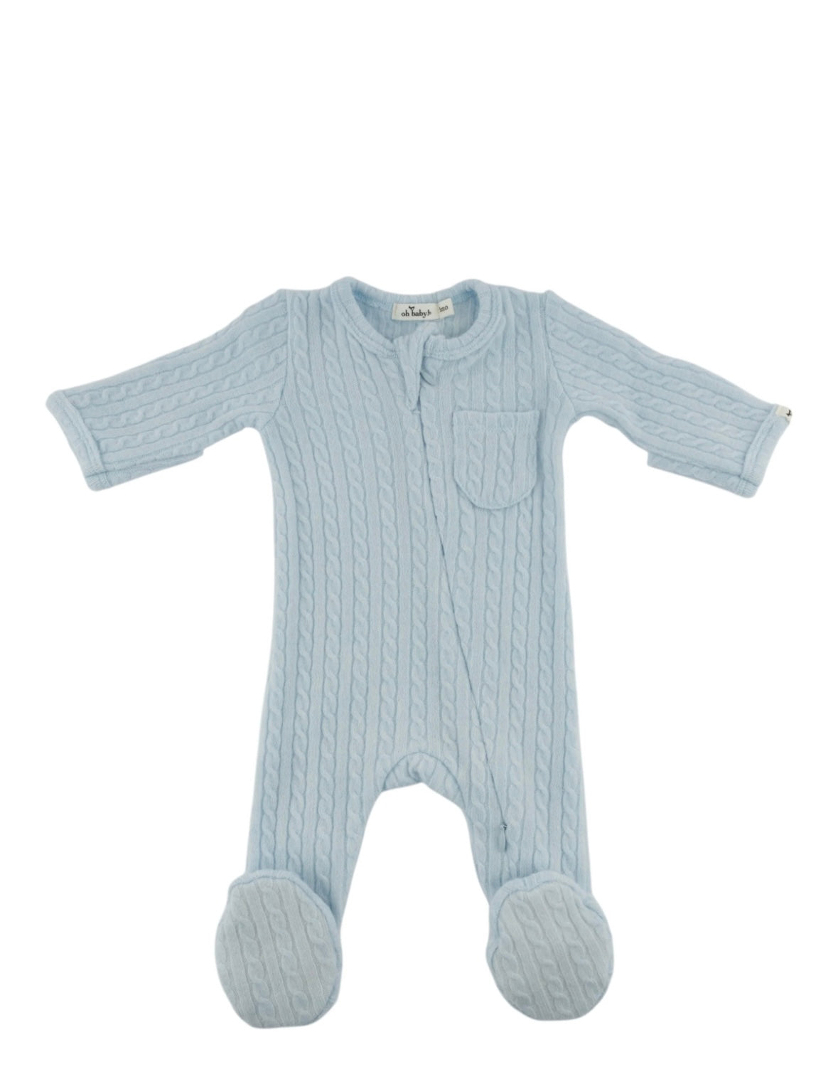 Blue Cable Knit Zipper Footie/Oh Baby