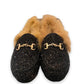Black Glitter Fur Loafers/Lola