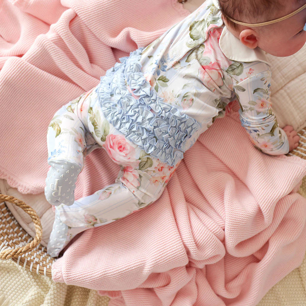 Leigh Smocked Ruffle Footie/Posh Peanut
