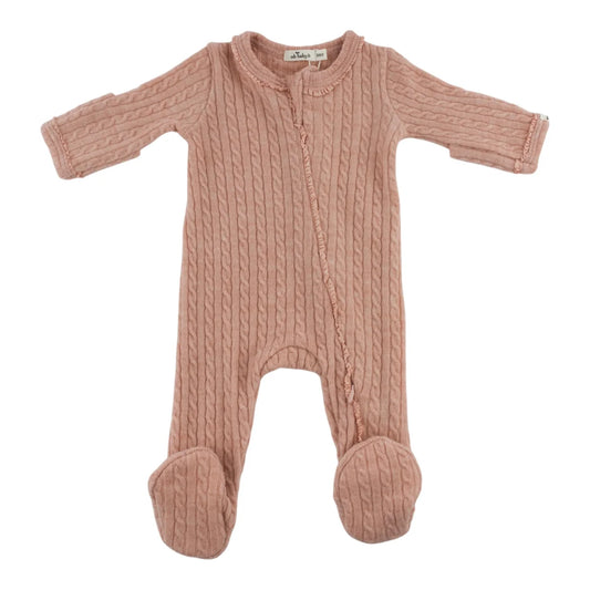 Cable Knit Ruffle Footie/Oh Baby
