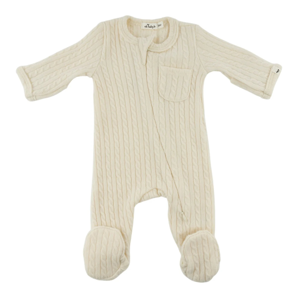 Knit Pocket Zipper Footie/Oh Baby