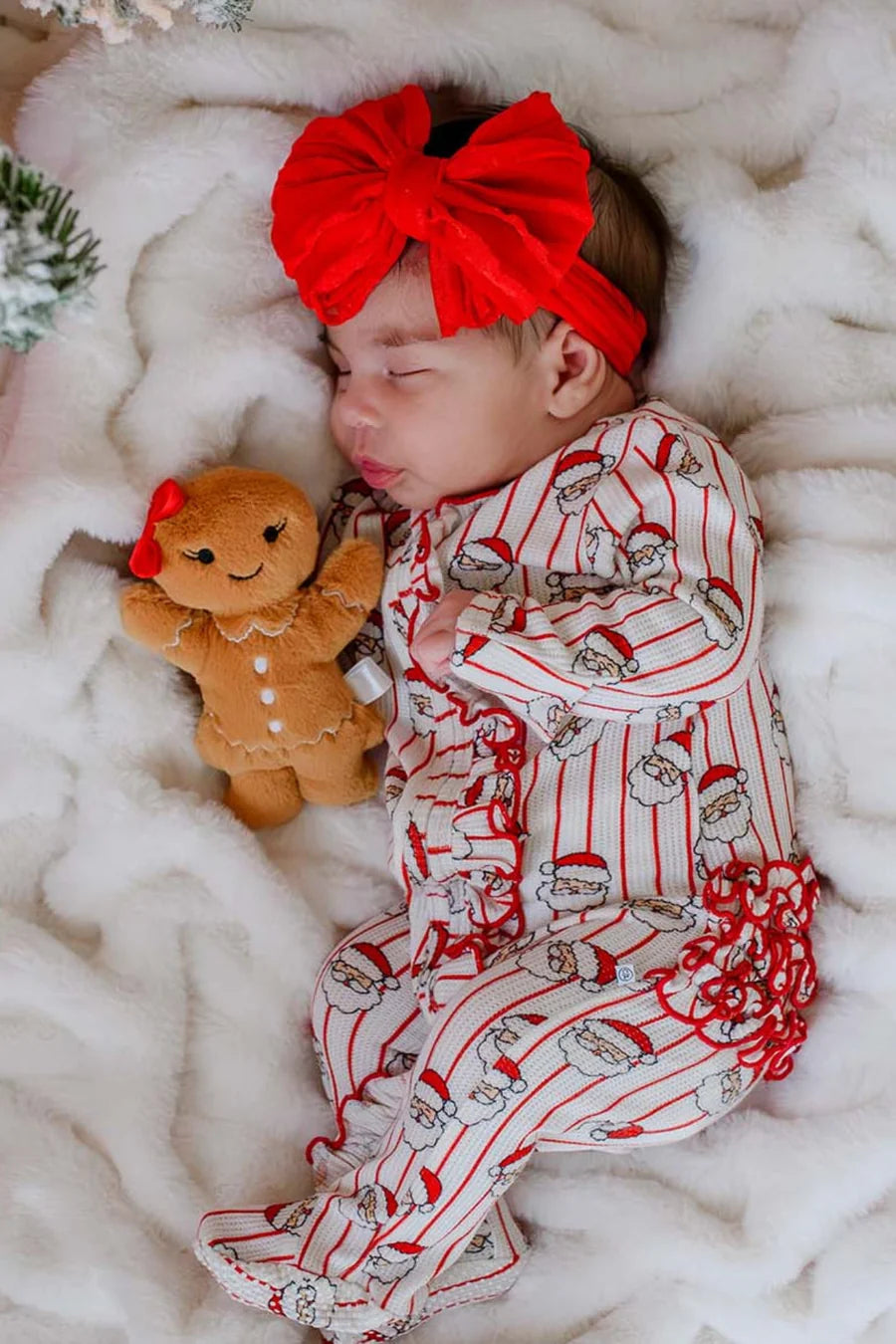 Holly & Jolly Ruffle Footie/Caden Lane