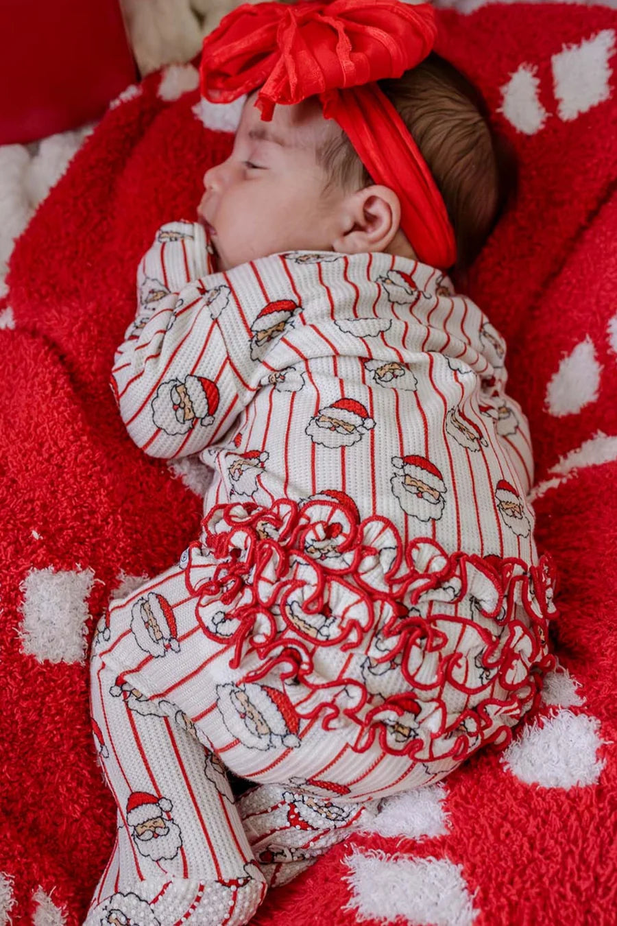 Holly & Jolly Ruffle Footie/Caden Lane