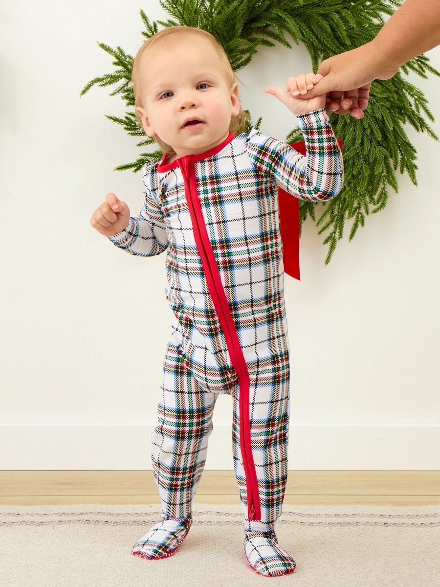 White Nicholas Plaid One Piece/Ruffle Butts
