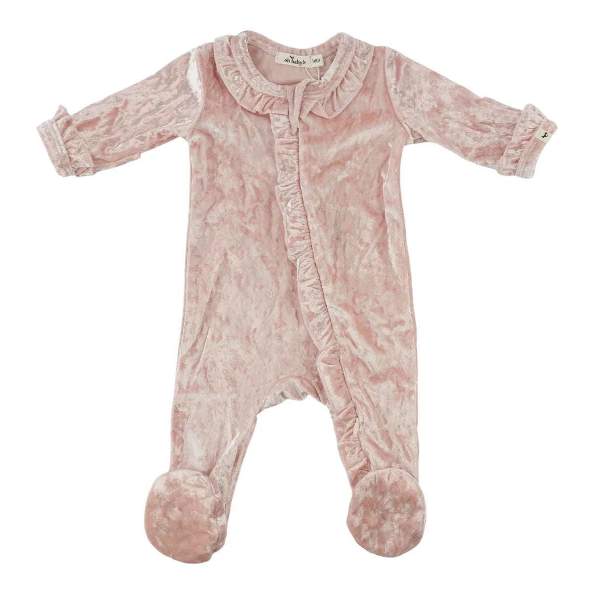 Velvet Ruffles Zipper Footie/Oh Baby