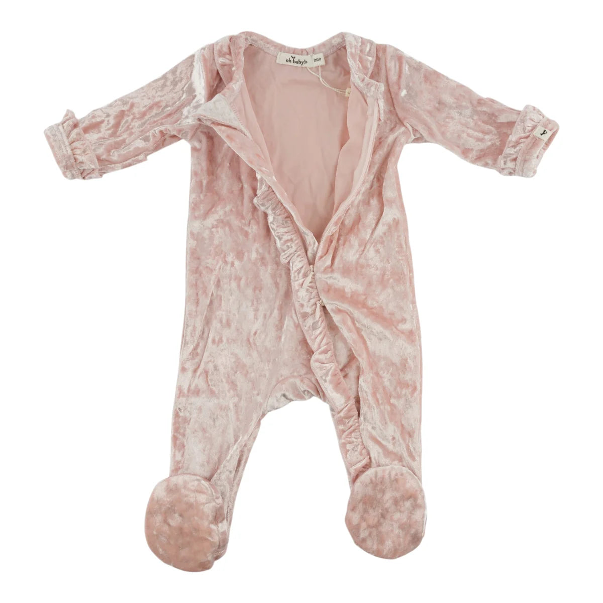 Velvet Ruffles Zipper Footie/Oh Baby
