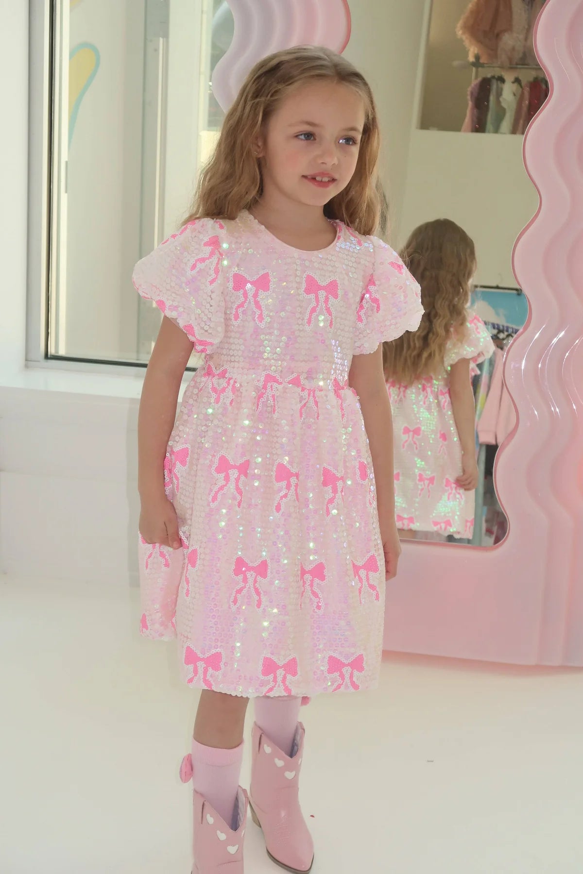 Sequin Bow Dress/Lola and the Boys