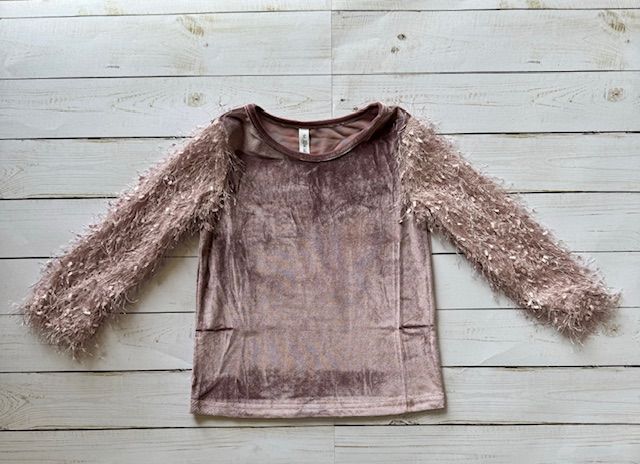 Velvet Shaggy Sleeve Top/ML Kids