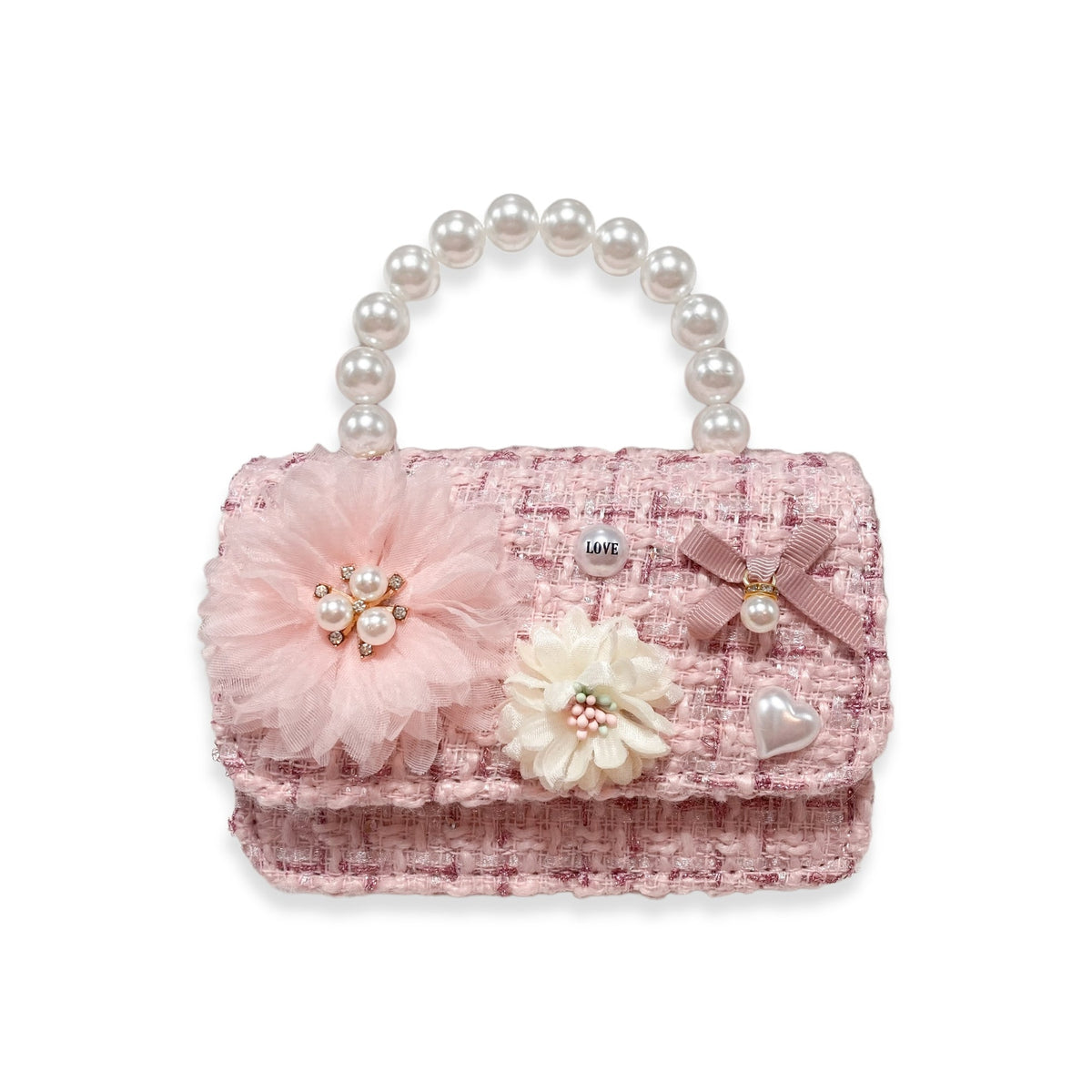 Floral Appliques Tweed Purse/Doe a Dear