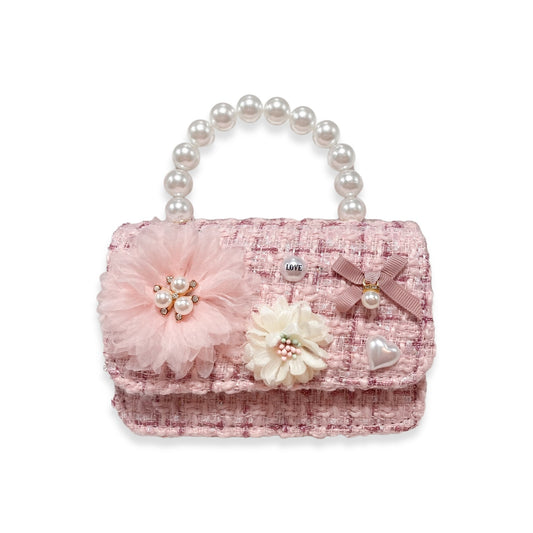 Floral Appliques Tweed Purse/Doe a Dear
