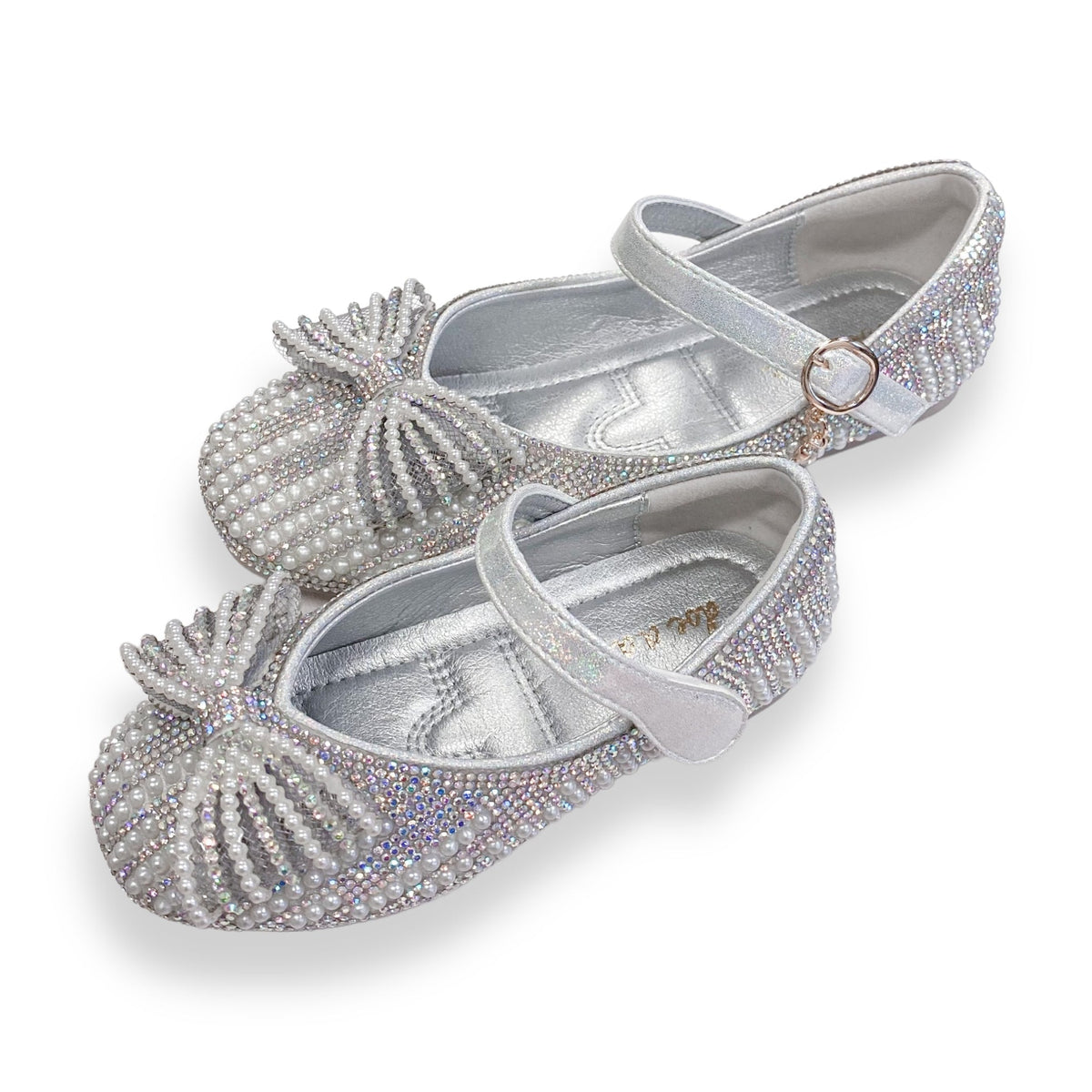 Pearl Silver Bowtie Flats/Doe a Dear