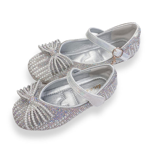 Pearl Silver Bowtie Flats/Doe a Dear