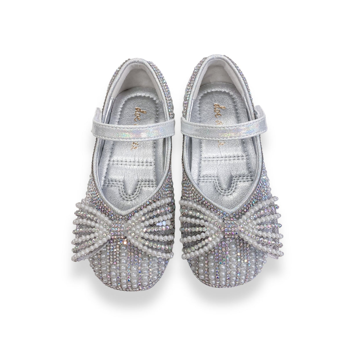 Pearl Silver Bowtie Flats/Doe a Dear