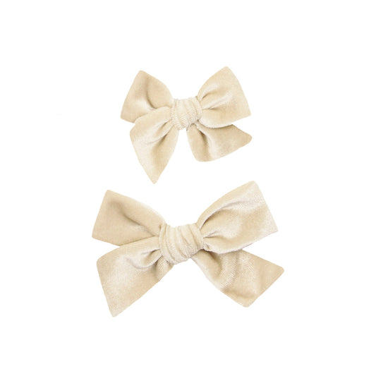 Velvet Latte Bow Clip Set/Lou Lou