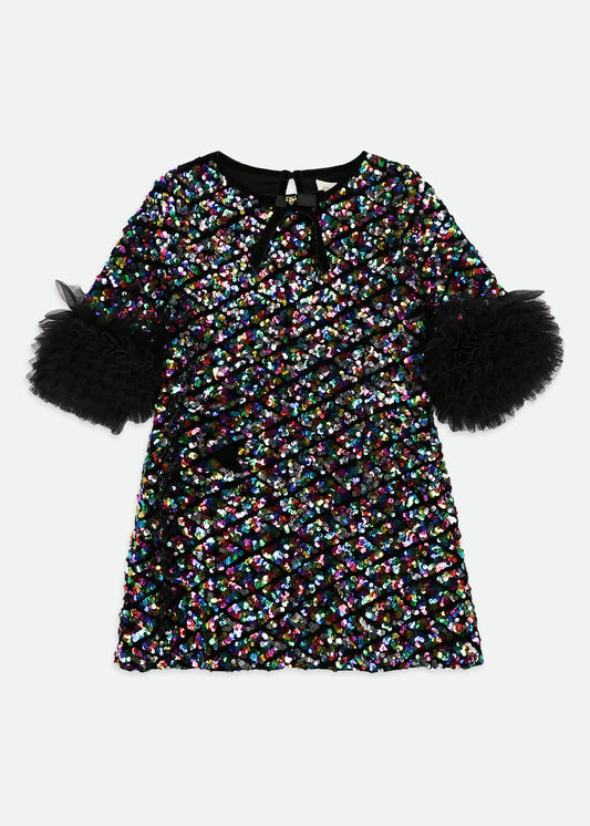 Meryl Ruffle Sleeves Sequin Dress/Angels Face
