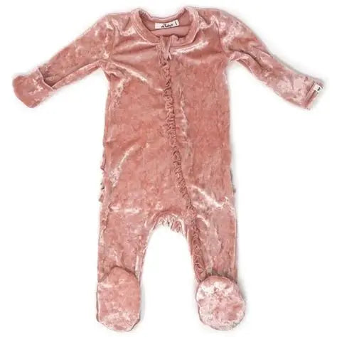 Crushed Velvet Ruffles Footie/Oh Baby