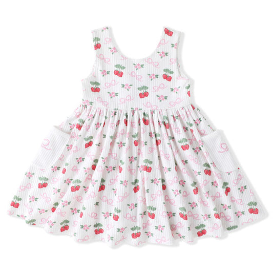 Ribbed Strawberry Pocket Dress/Swoon Baby