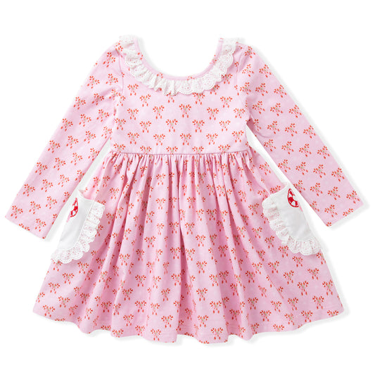 Candy Cane Embroidery Pocket Dress/Swoon Baby