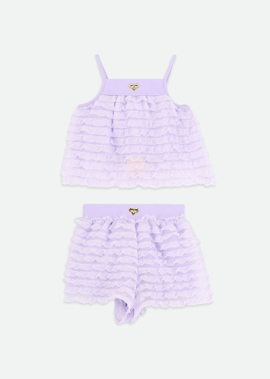 Shauna Frilly Top & Short Set/Angels Face