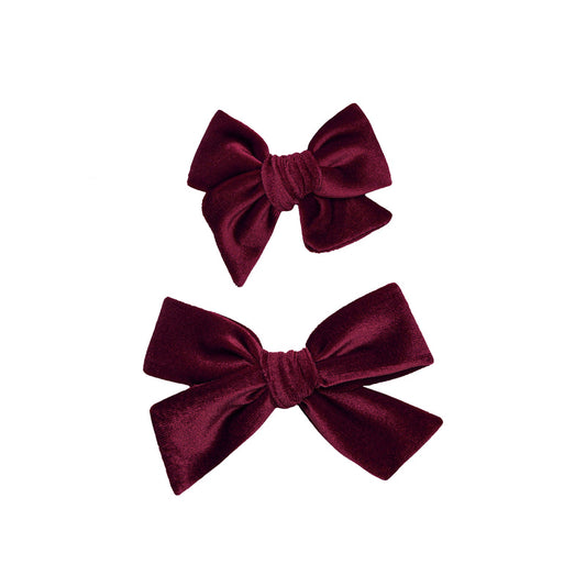 Velvet Wine Bow Clip Set/Lou Lou