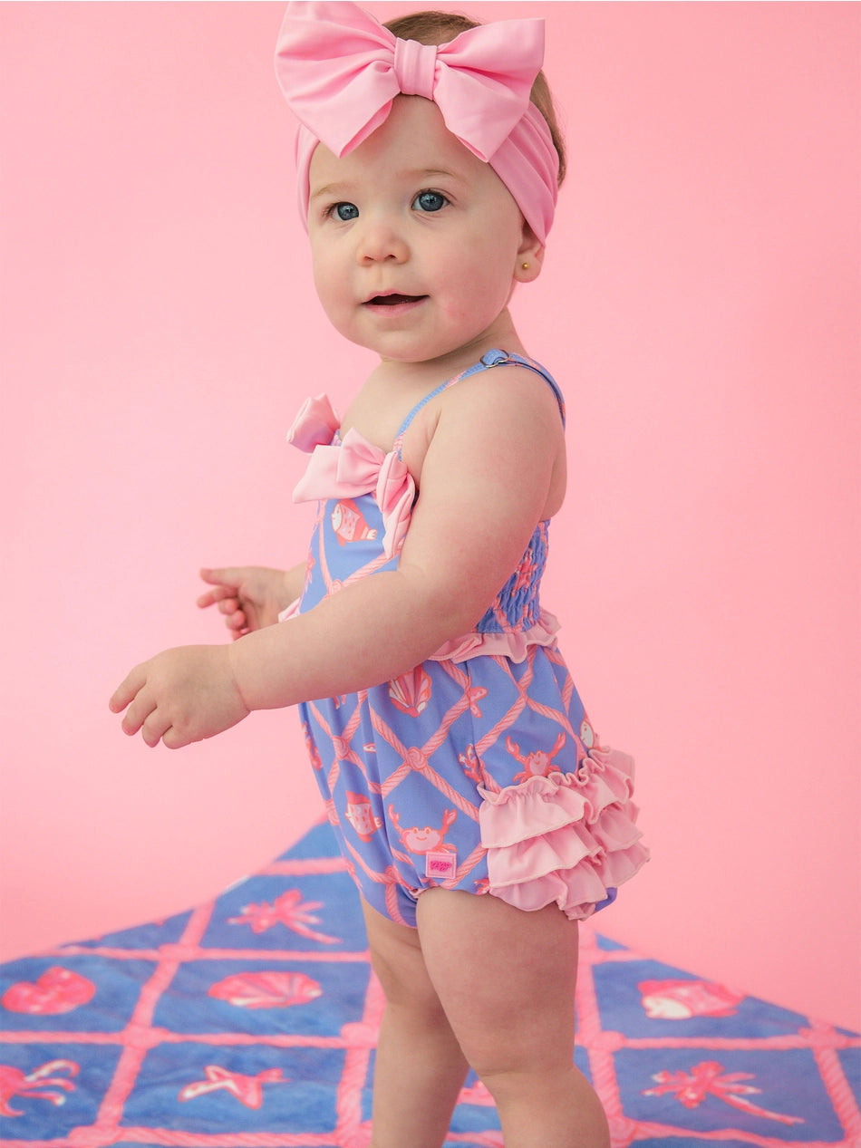 Tropical Trellis Bubble Swim Romper/Ruffle Butts
