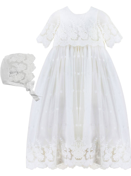 Star Lace Christening Gown & Bonnet/Imagewear