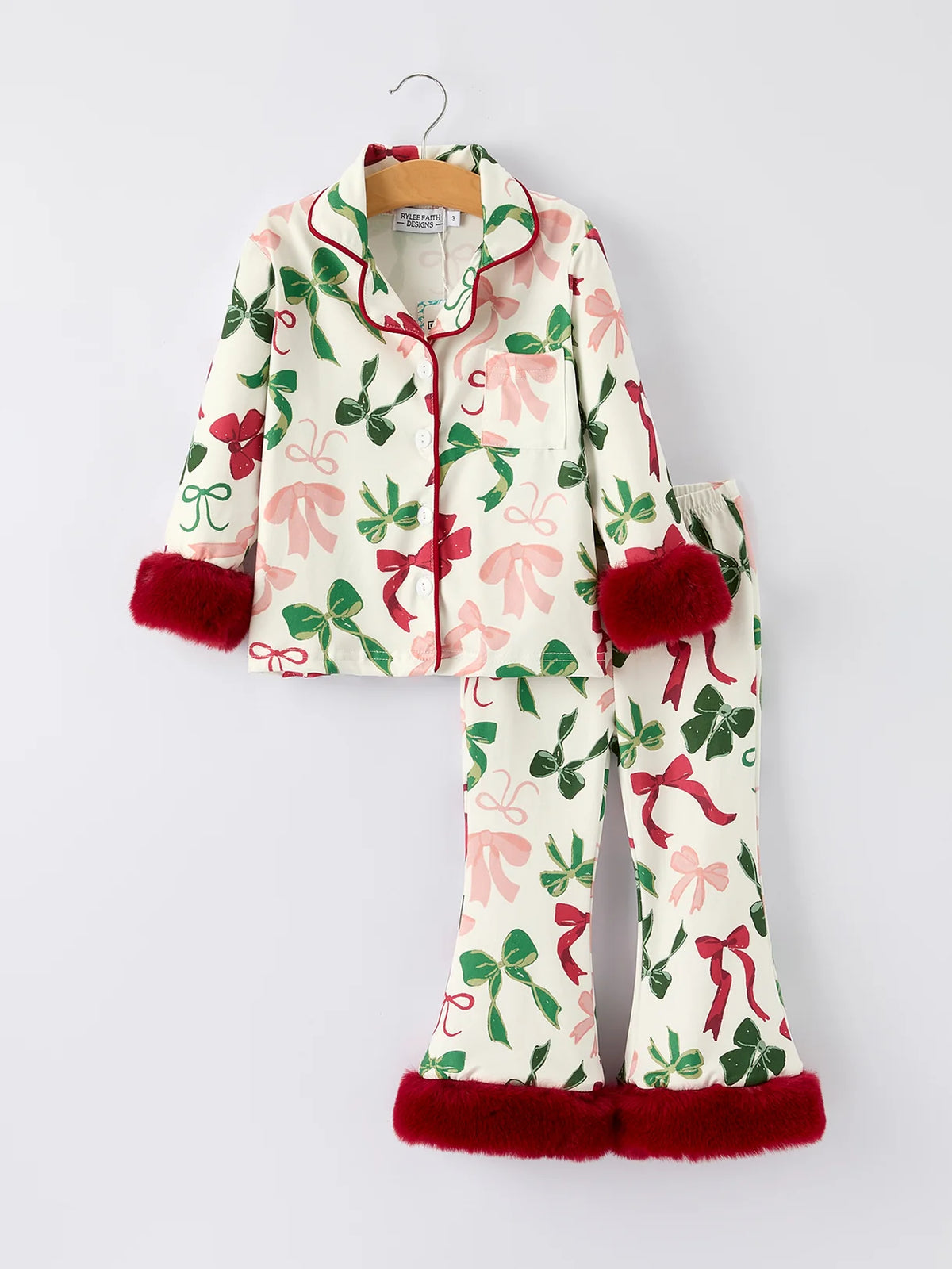 Holiday Bow Print PJ Set/Rylee Faith Designs