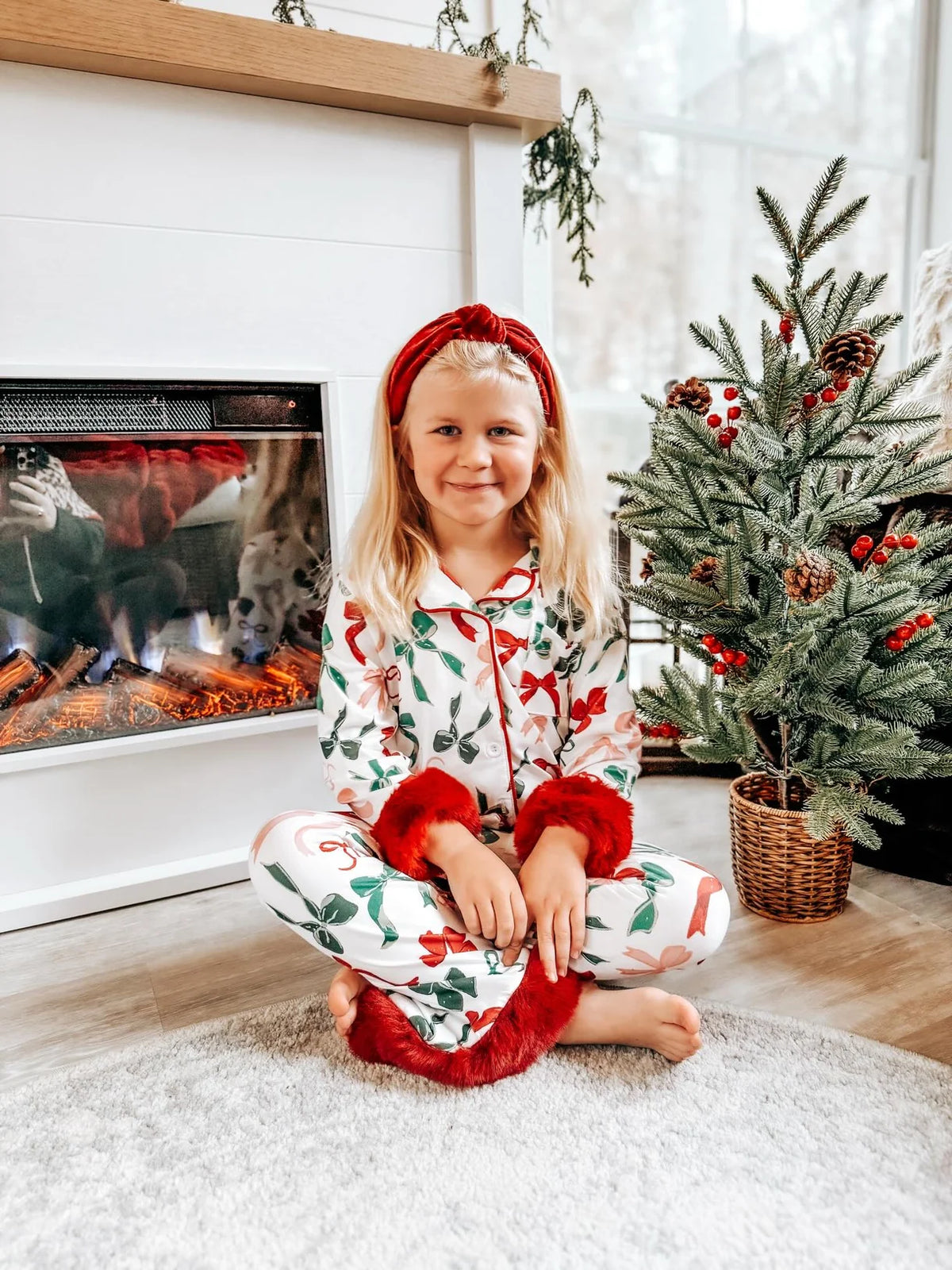 Holiday Bow Print PJ Set/Rylee Faith Designs