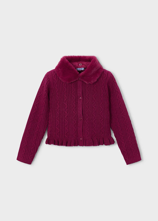 Faux Fur Collar Cardigan/Mayoral