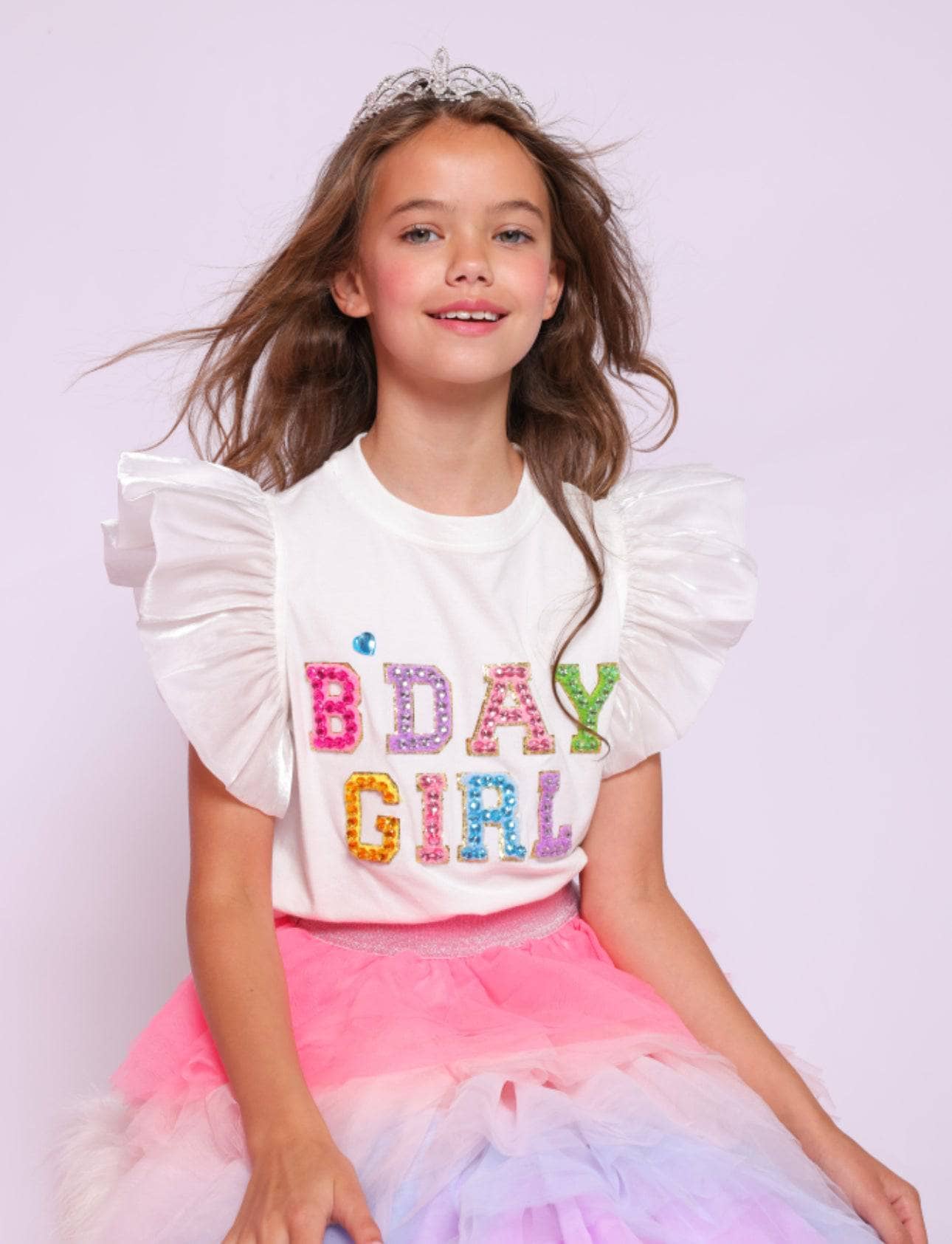 Birthday Girl Gem Ruffle Shirt/Lola & the Boys